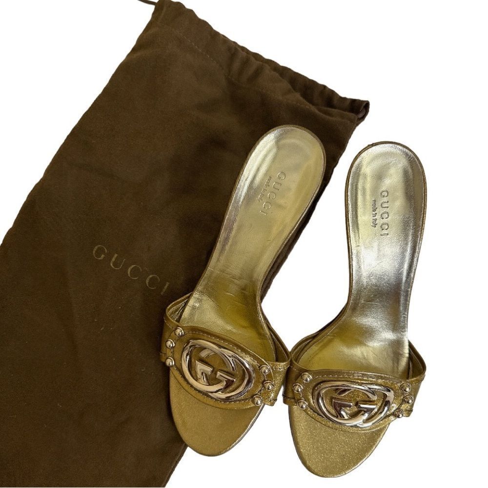 GUCCI Metallic Interlocking G Logo Slides - Picture 10 of 10